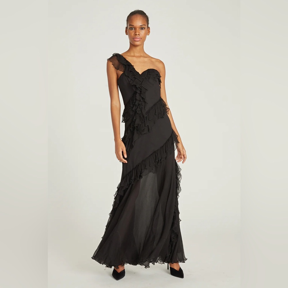 AMUR Harlow Black One-Shoulder Maxi Dress - Picture 3 of 16